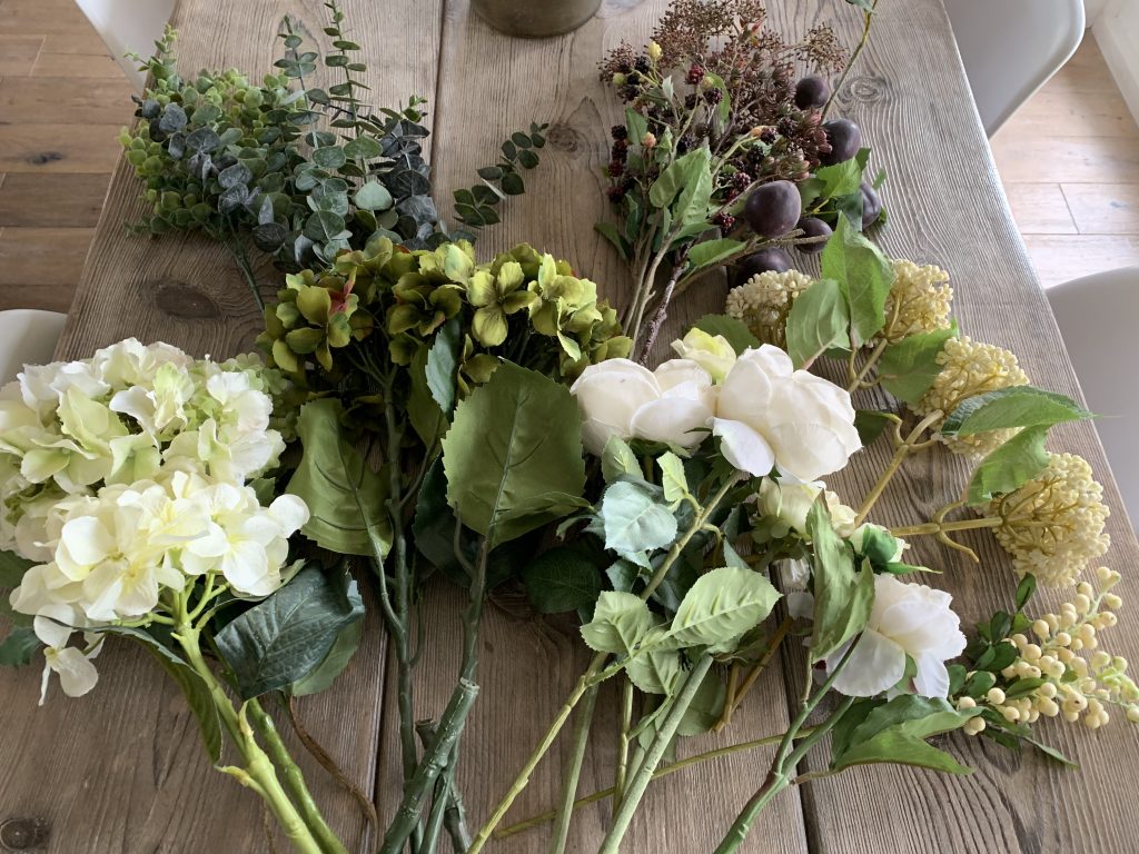 faux flower arrangement